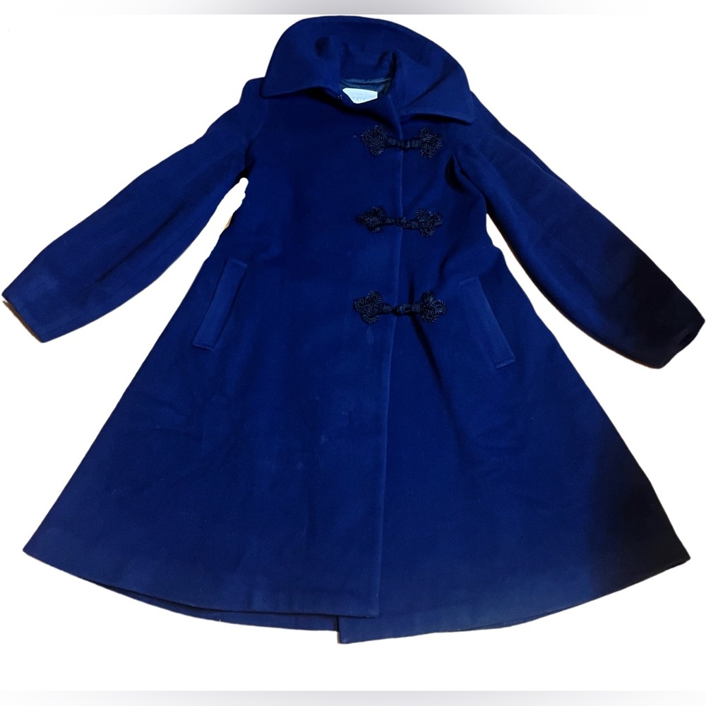 #11 Chaiken Navy Trapeze Coat 100% Imported Wool with Frog Closures, Size 2